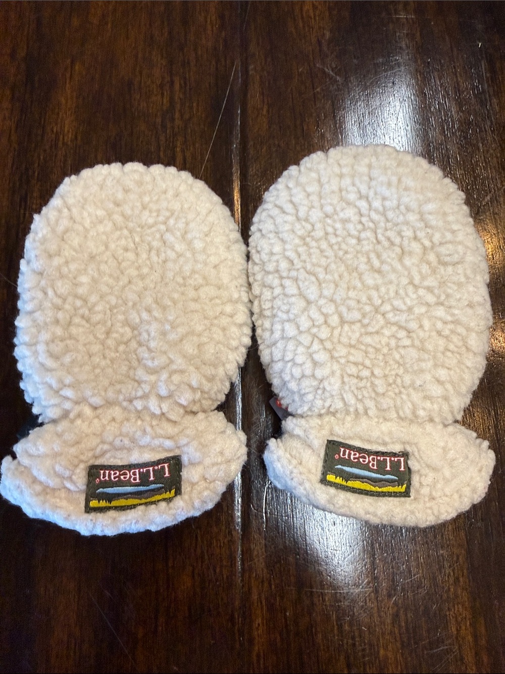 L.L. Bean Cream Sherpa Baby Mittens